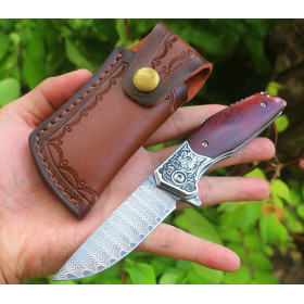 Damascus Steel Blade Wave Pattern Quick Opening Camping Blank High Quality Drop Point Survival Knife UD406666